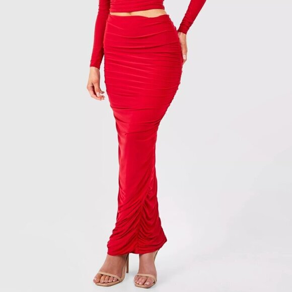 Boohoo Dresses & Skirts - Boohoo Ruched Slinky Maxi Skirt - NWT - Size 6